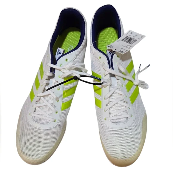 Adidas Distancestar Distance Track White-Lime Green CP9077 Men Sz 14 - Picture 1 of 8